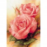 Алмазная вышивка 3D "Розовые розы с бутоном" 40/30