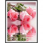 Алмазная вышивка 3D "Розы над водой" 30/40 см