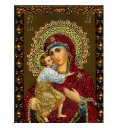 Алмазная вышивка 3D "Дева Мария с младенцем". 30/40см